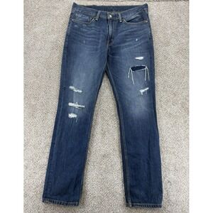 Levis 511 Slim Fit Jean Mens 34x32 Blue Comeback Kid Rip Repair Wash 100% Cotton